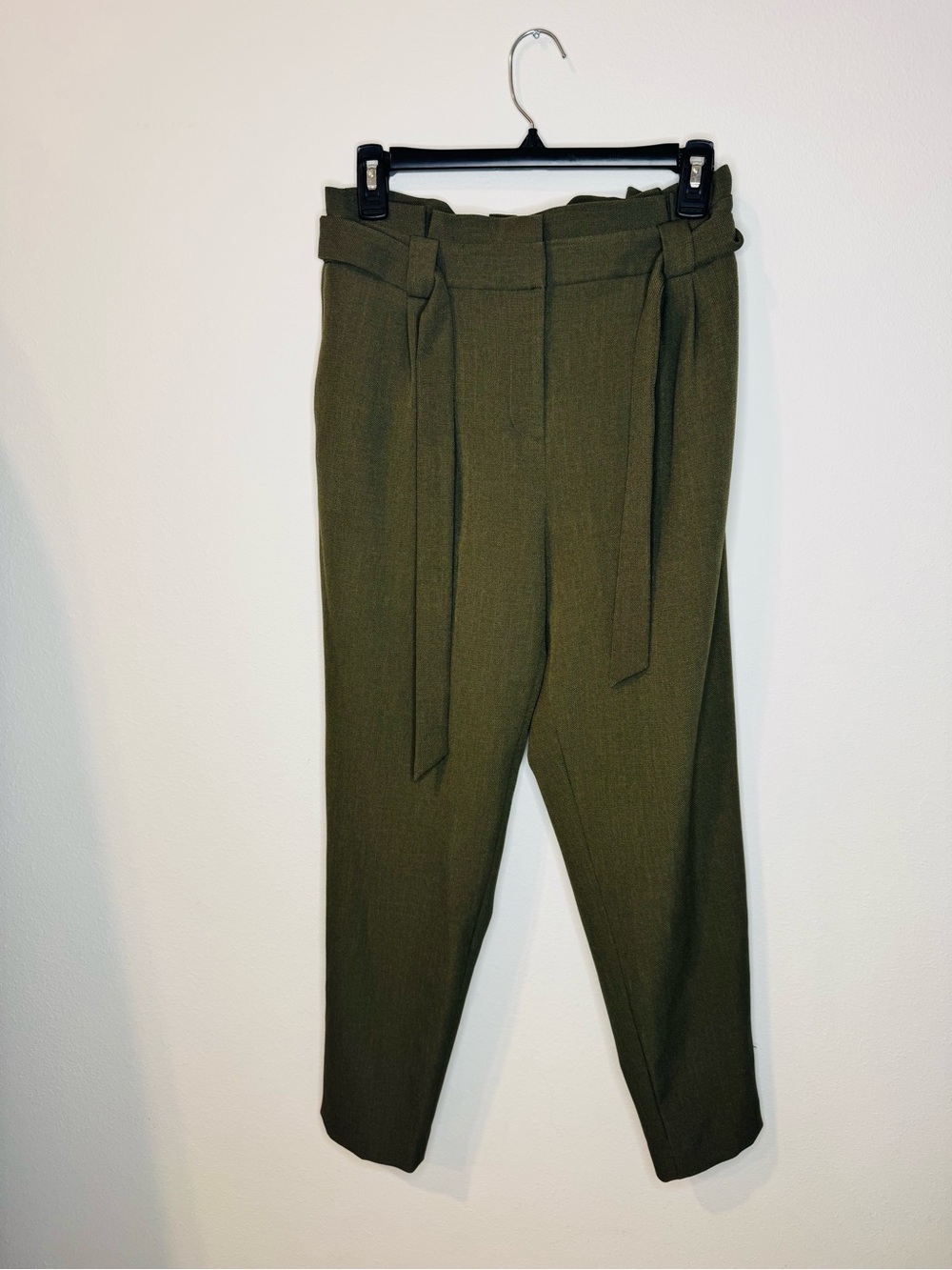 Calvin Klein Olive High-Rise Paperbag Waist Cropped Pants Size 16P ( Petite)